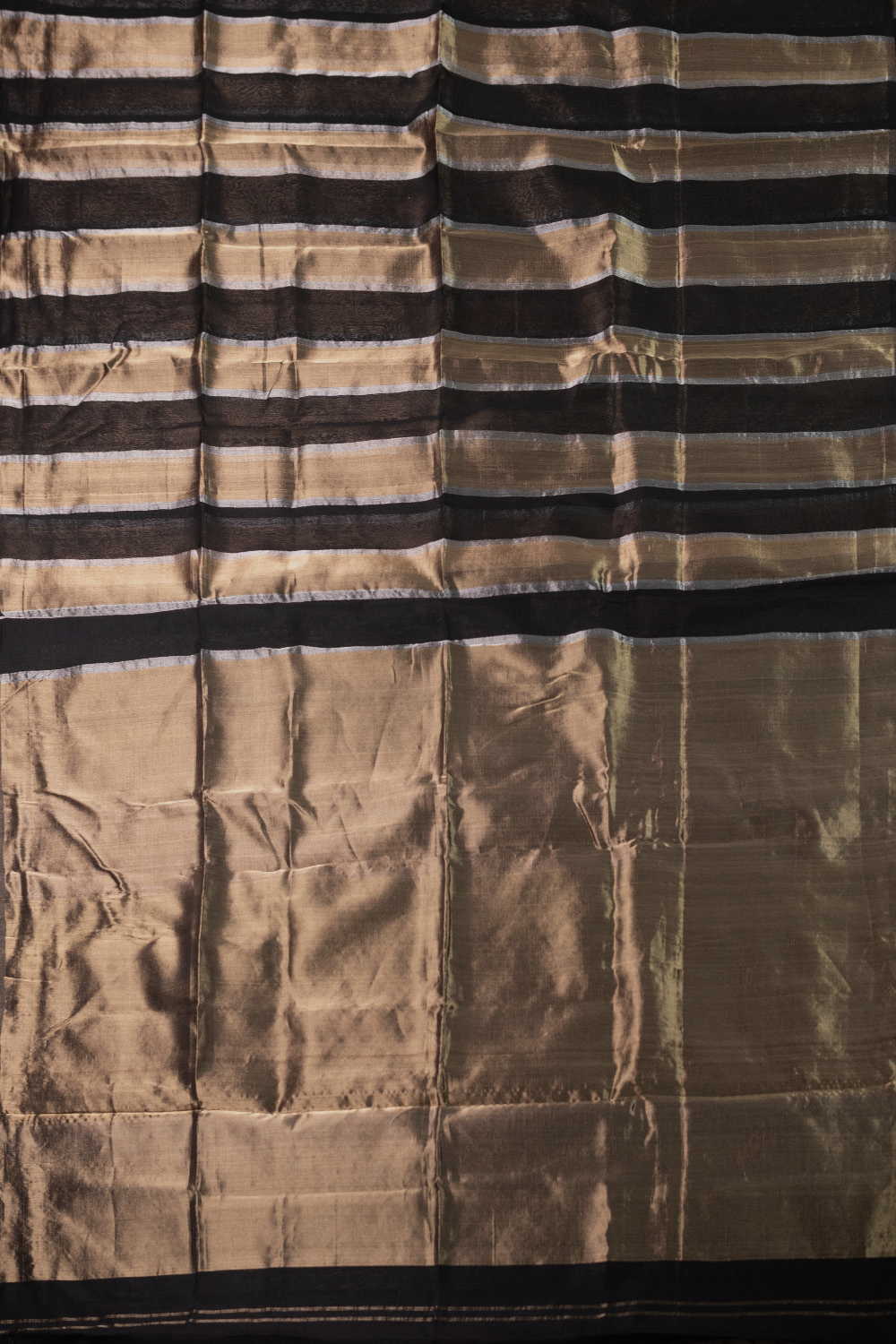 Black & Bronze Symphony Maheshwari Silk Cotton saree