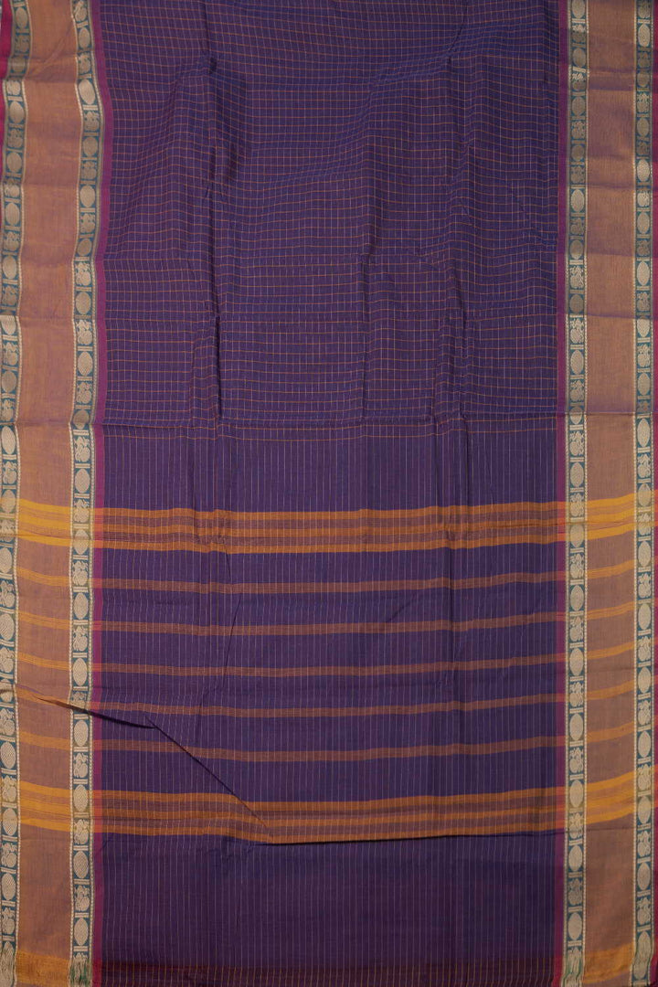 Checks on Purple Kanchipuram Cotton Saree