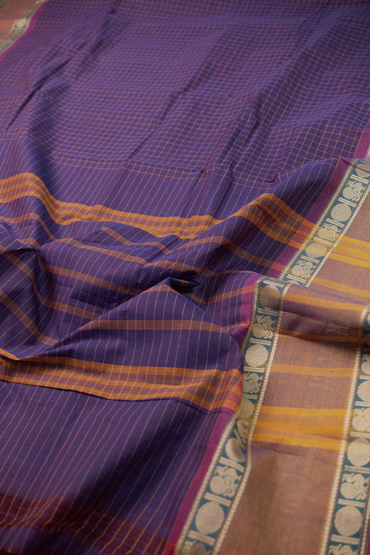 Checks on Purple Kanchipuram Cotton Saree