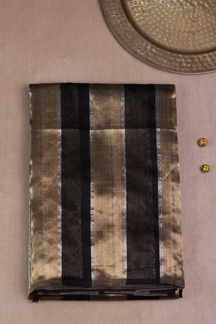 Black & Bronze Symphony Maheshwari Silk Cotton saree