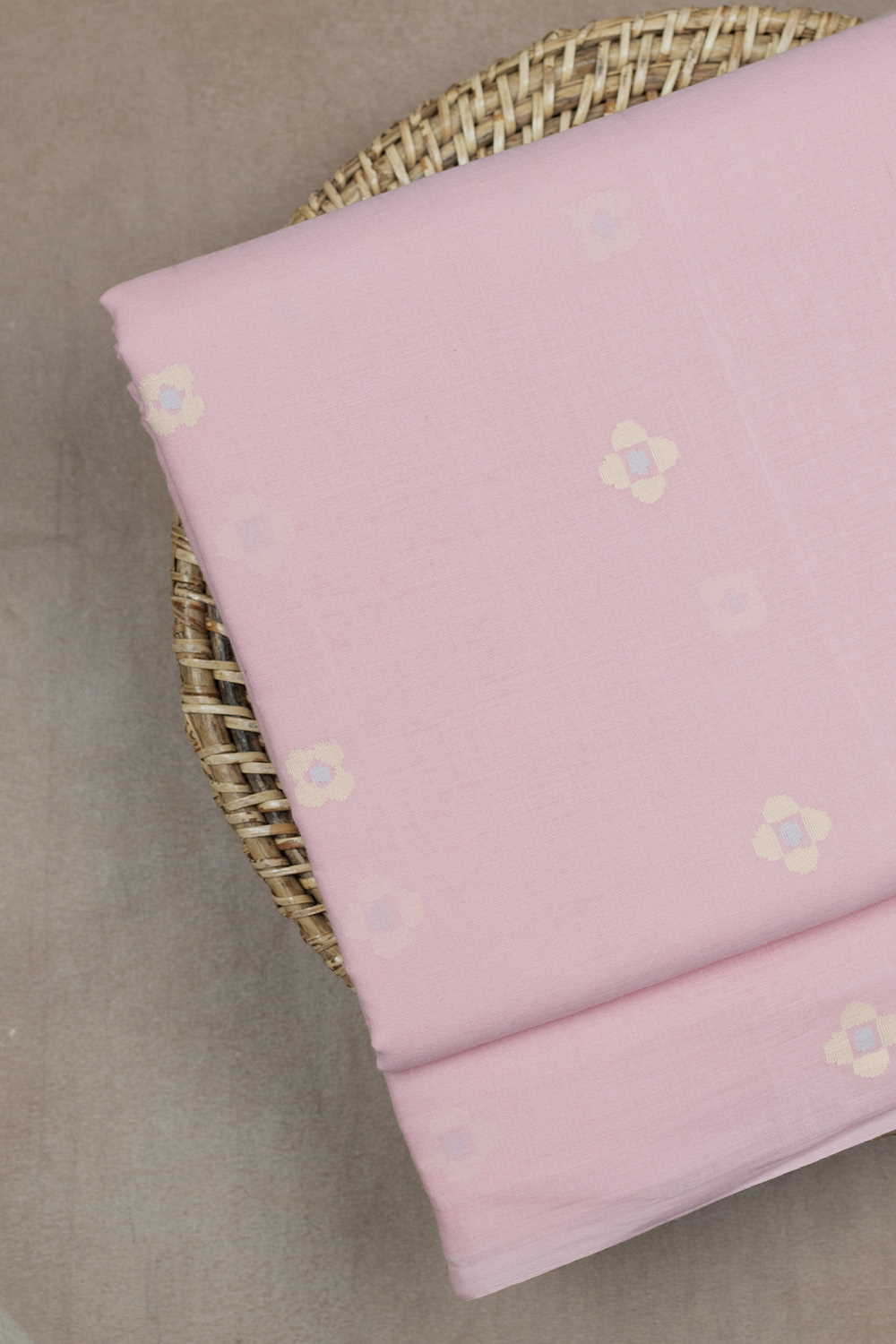 Soft Pink Jamdani Cotton Fabric-0.85 m