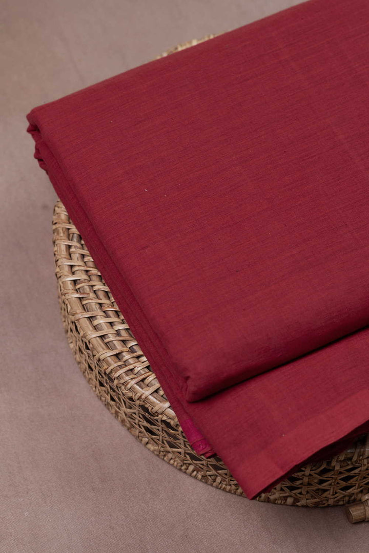 Rust Maroon Mangalagiri Cotton Fabric