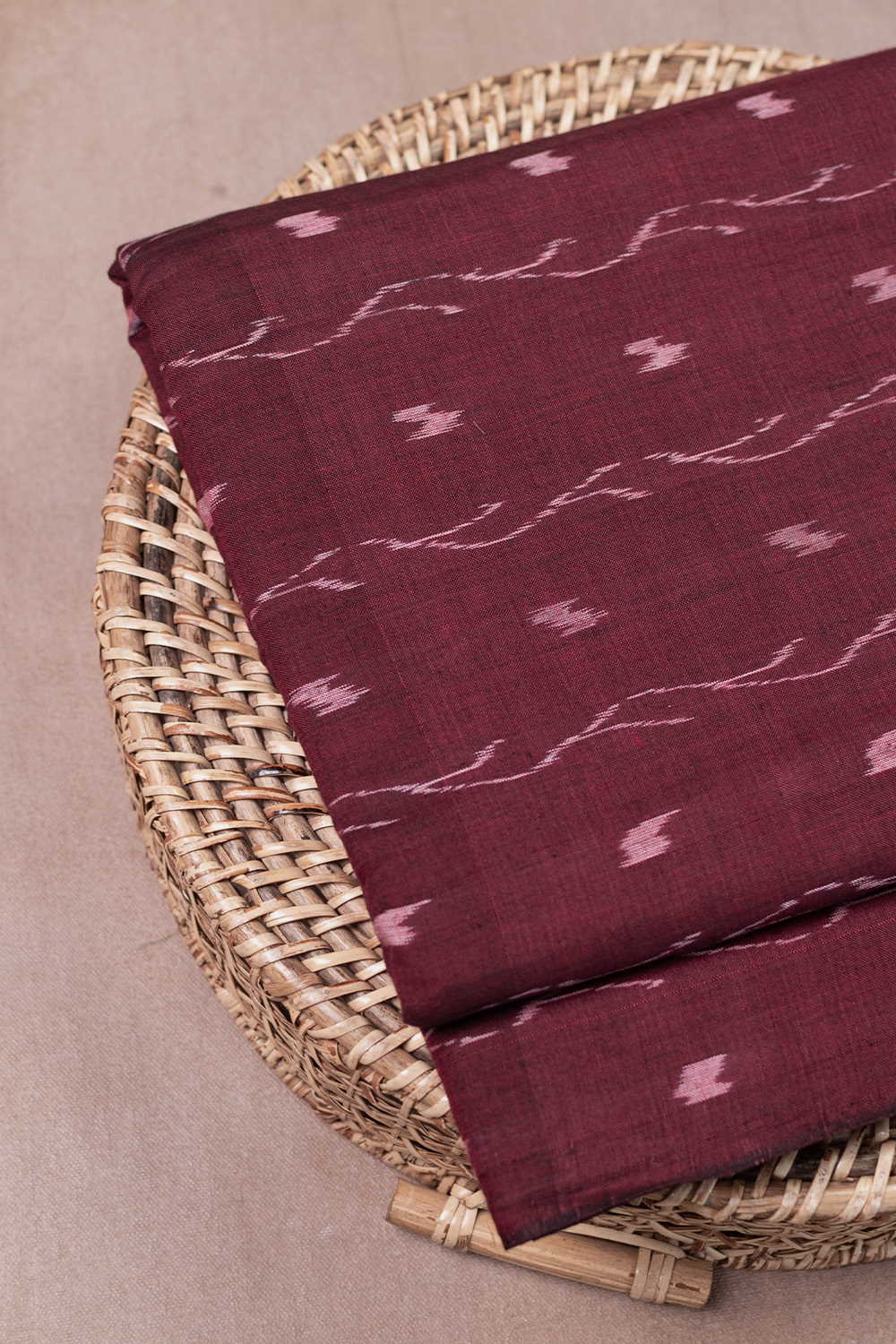 Light Maroon Orissa Ikat Cotton Fabric