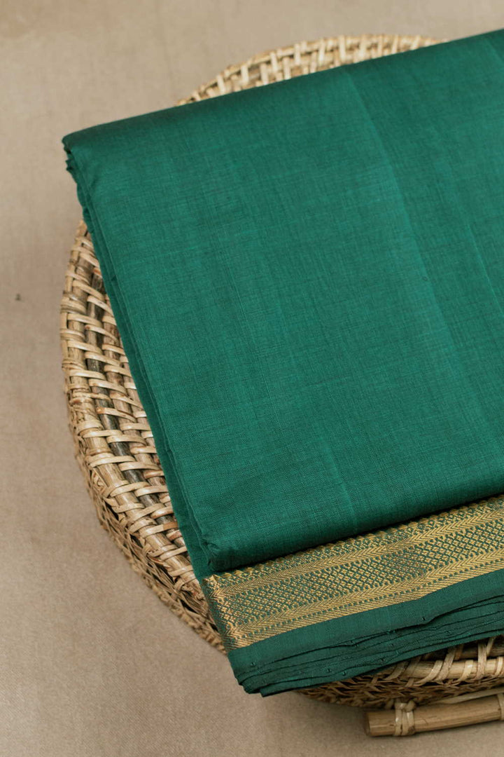 Green with Border Mangalagiri Cotton Fabric