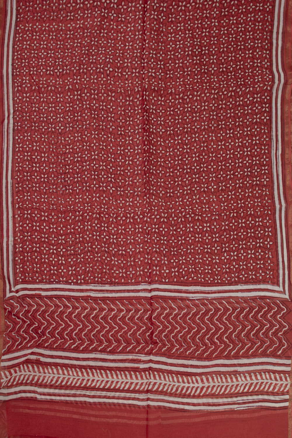 Floral Pattern Block Printed Chanderi Dupatta