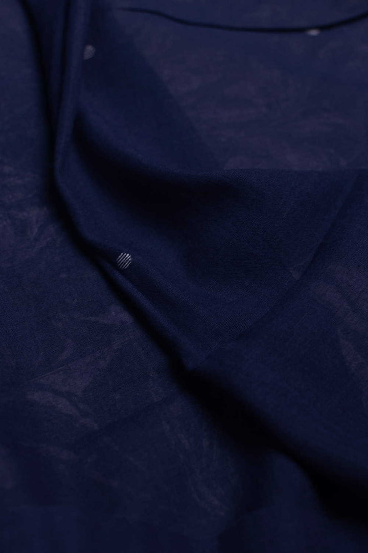 Blue with Bordered Jamdani Cotton Fabric