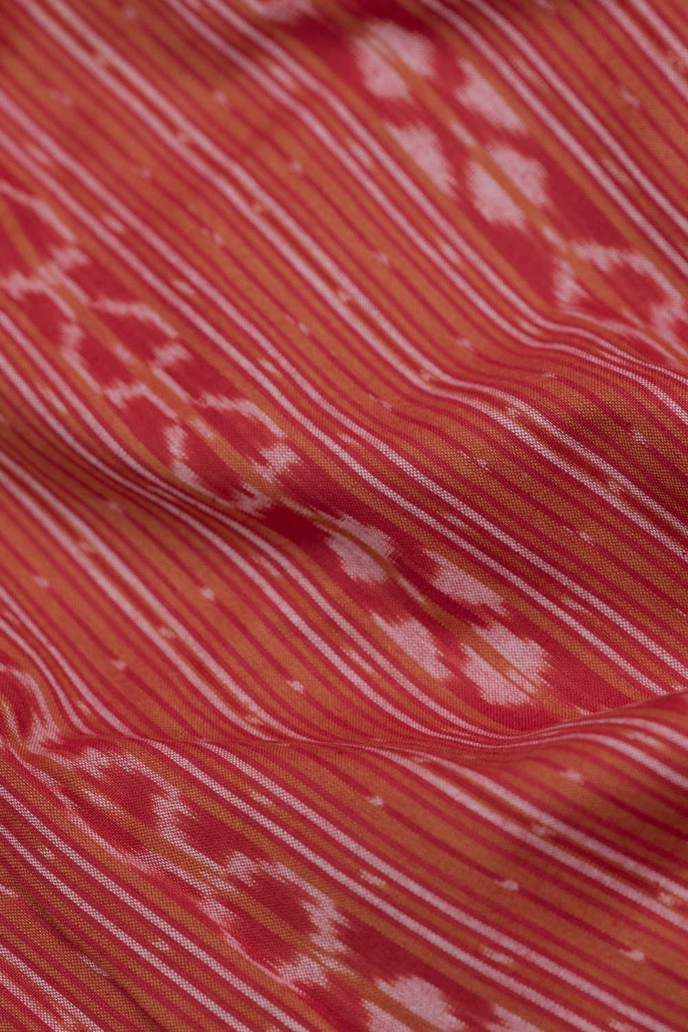 Stripes Pattern on Red Ikat Cotton Fabric