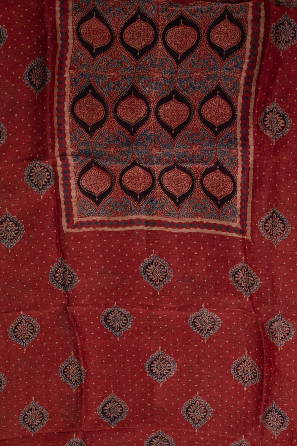 Maroon Ajrak Linen Kurta Fabric