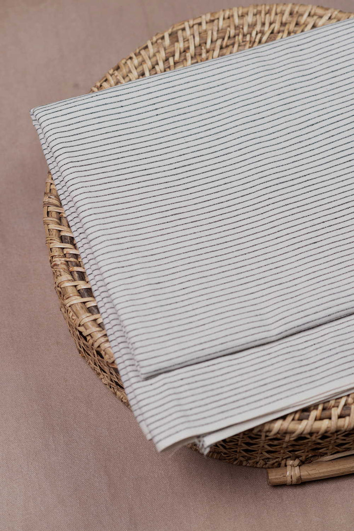 Rib Stripes on Cream Yarn Dyed Ribbed Cotton Fabric - 1.8m