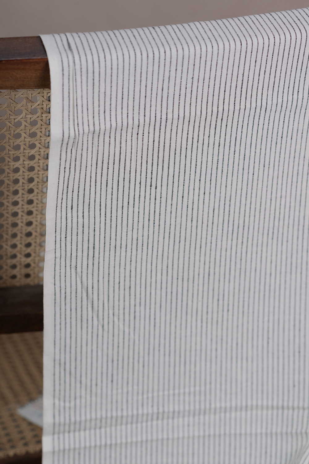 Rib Stripes on Cream Yarn Dyed Ribbed Cotton Fabric - 1.2m