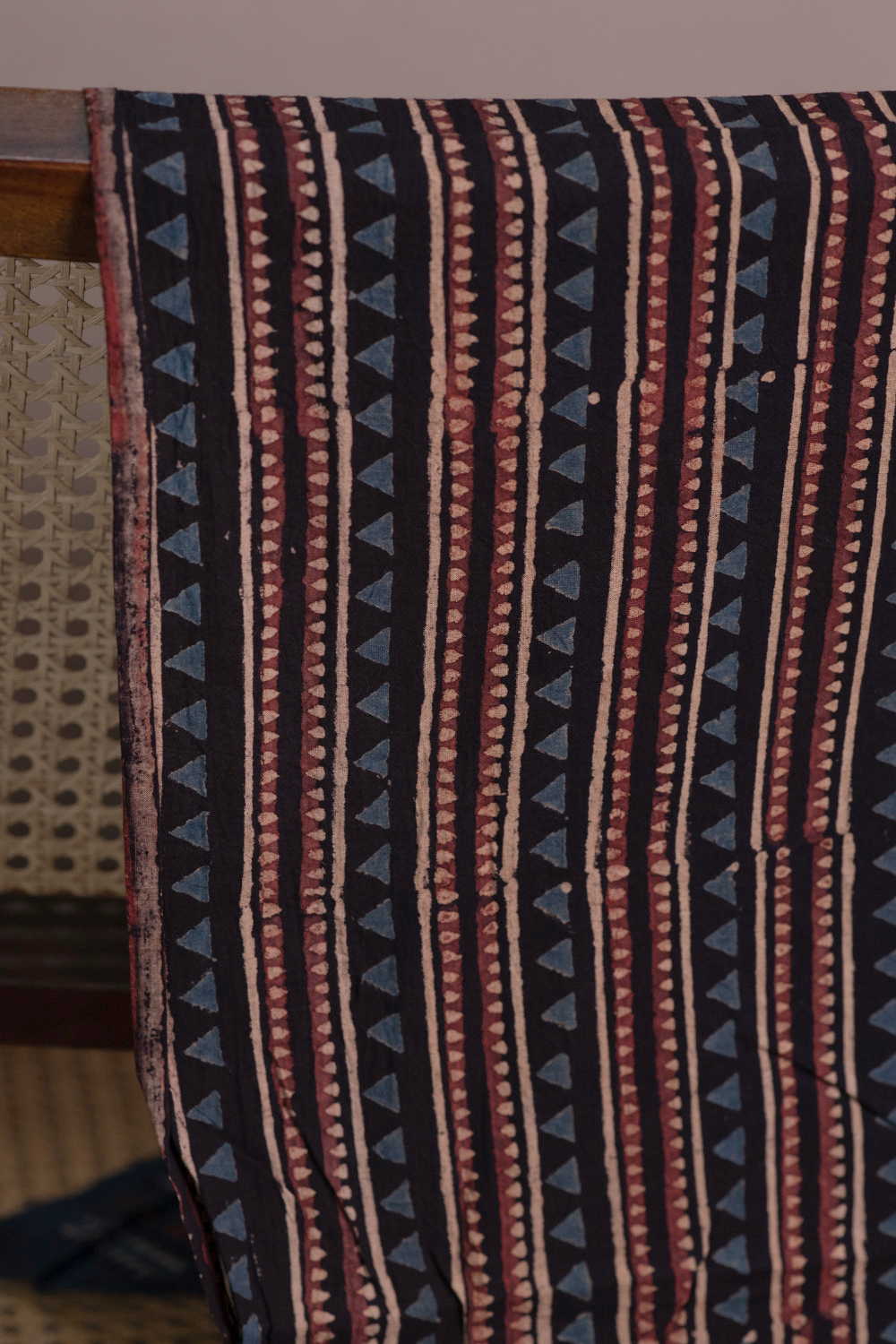Black with Stripe Design Ajrak Cotton Fabric