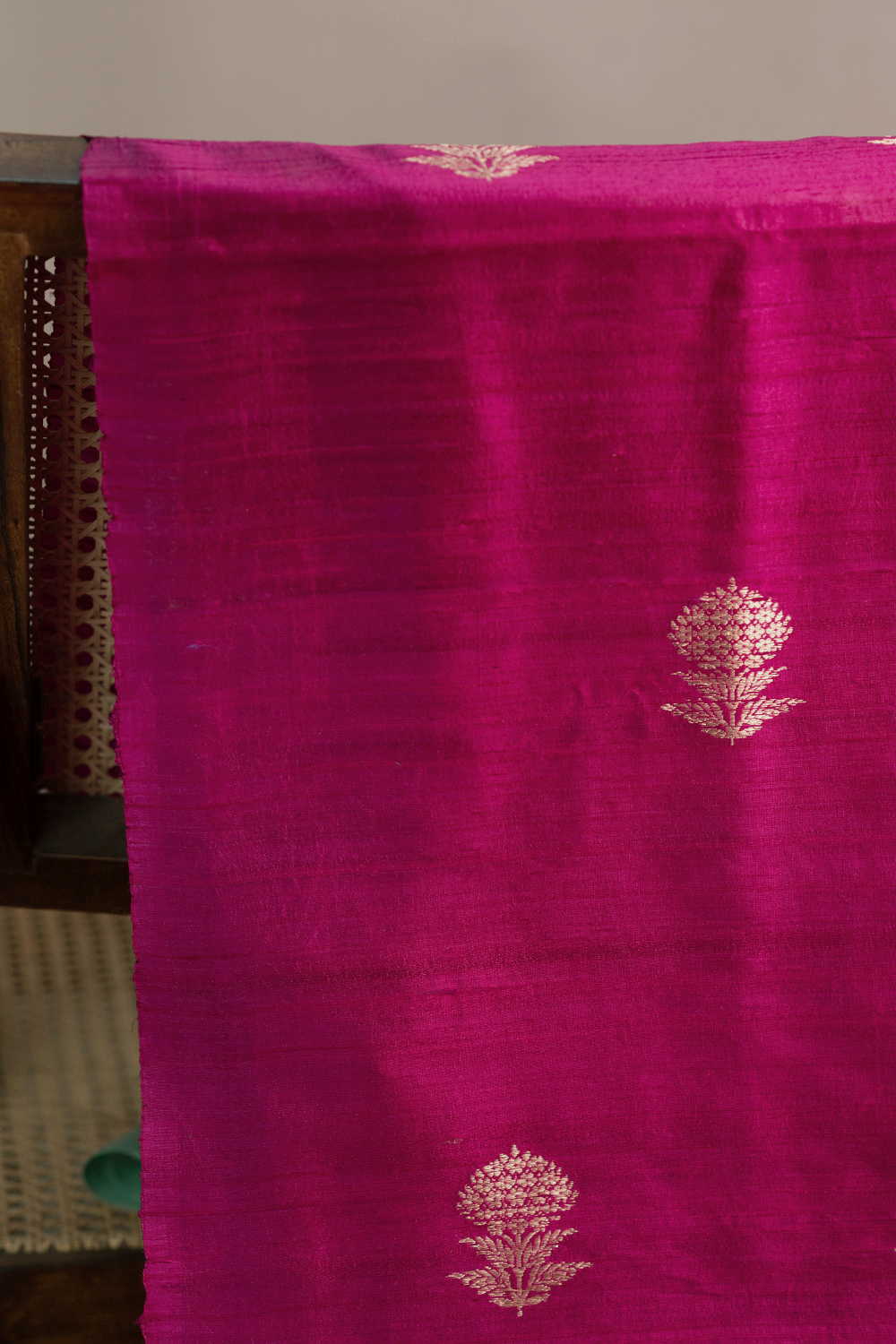 Magenta Pink Banarasi Silk Fabric