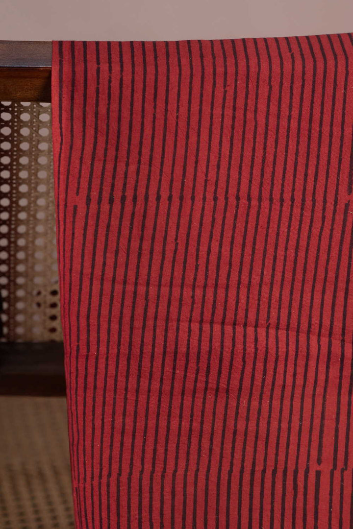 Stripes Pattern - Maroon Ajrak Cotton Fabric