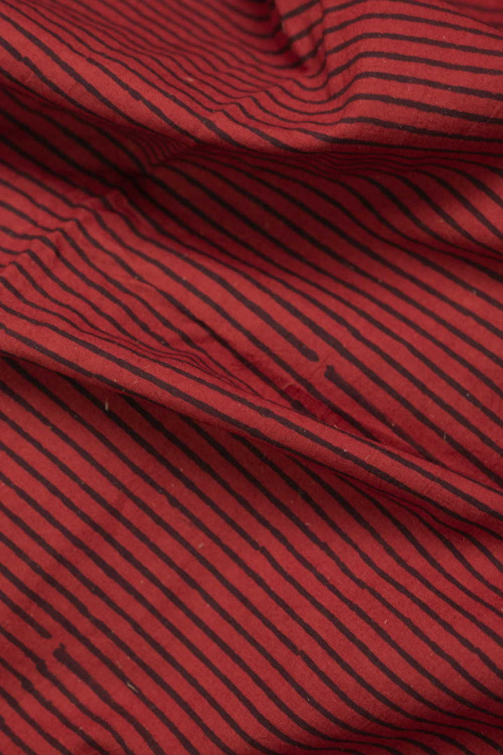 Stripes Pattern - Maroon Ajrak Cotton Fabric