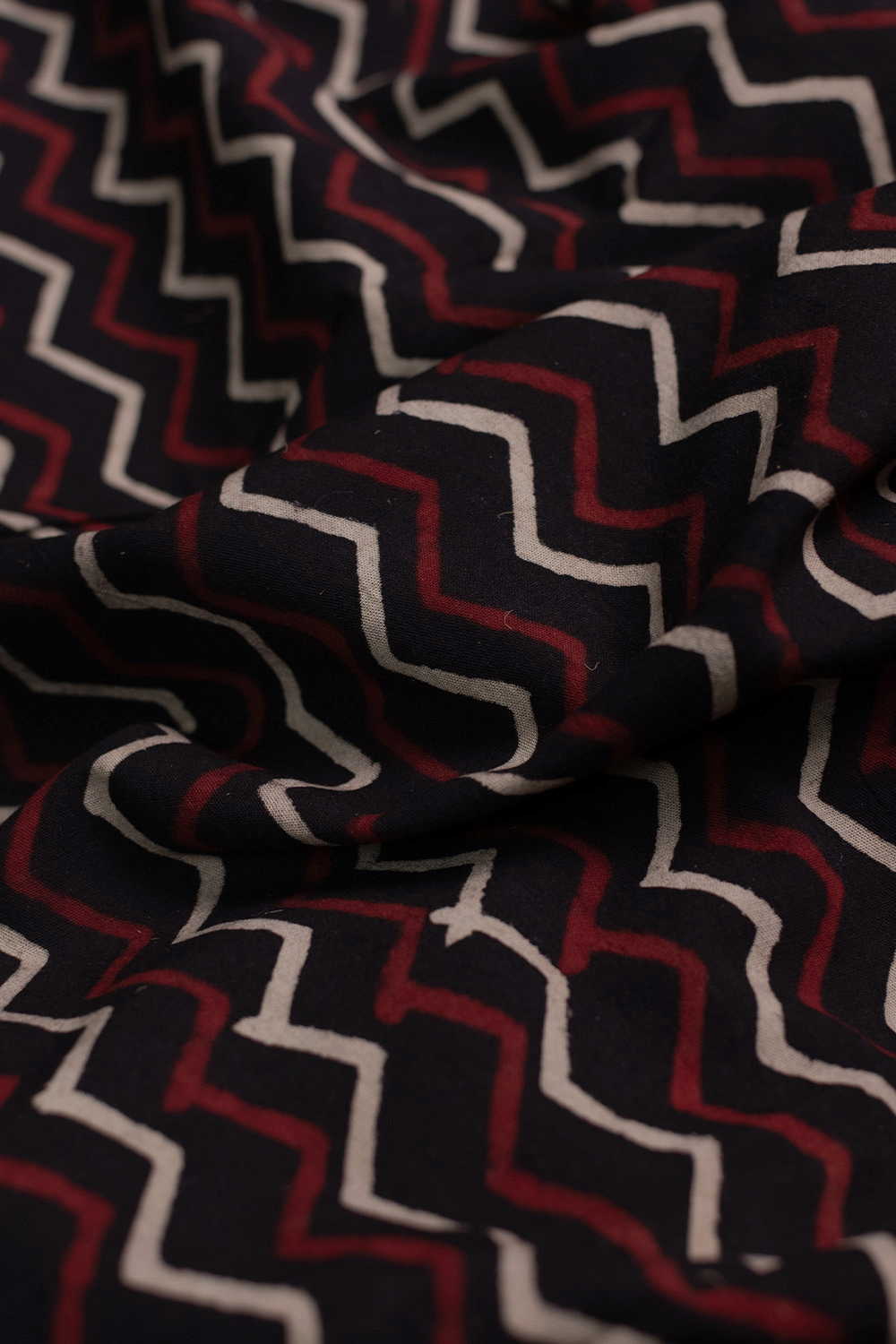 Zig Zag Pattern Ajrak Cotton Fabric - 0.9m