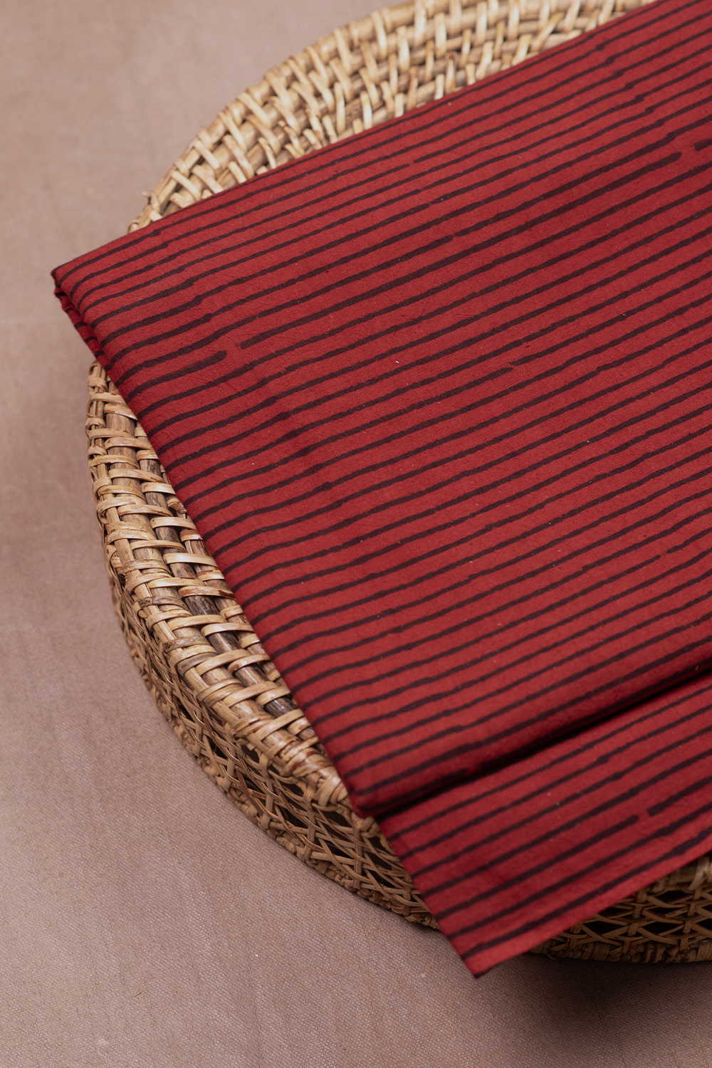 Stripes Pattern - Maroon Ajrak Cotton Fabric