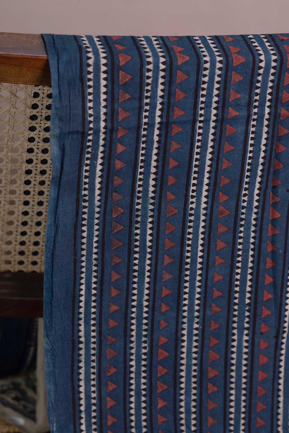 Indigo - Stripes Ajrak Cotton Fabric