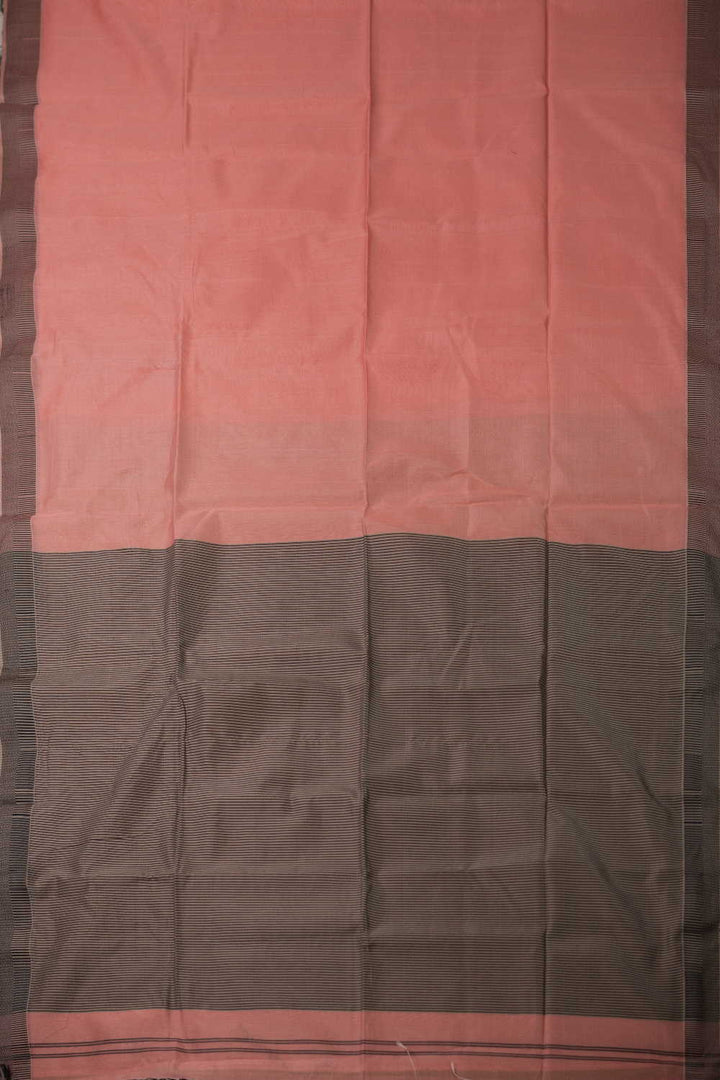 Peach with Thread Border Maheshwari Silk Cotton saree