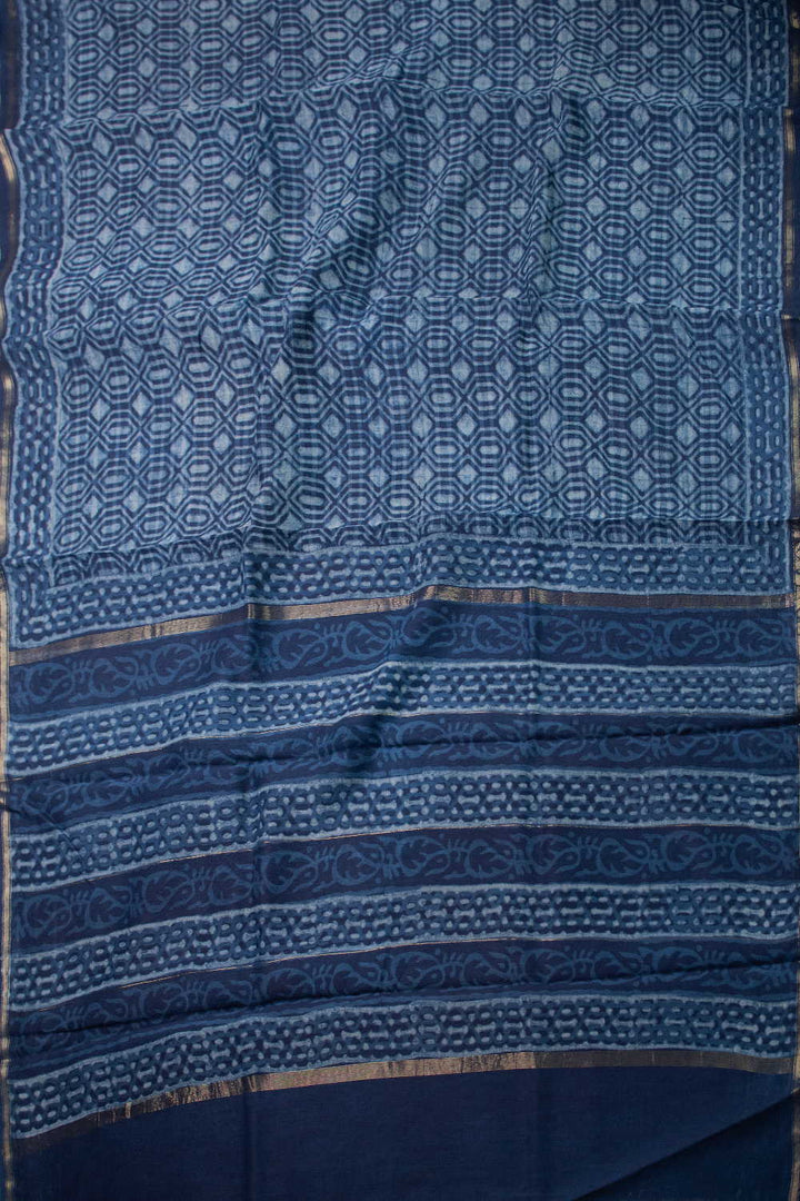 Block Printed Silk Cotton Saree - Matkatus 
