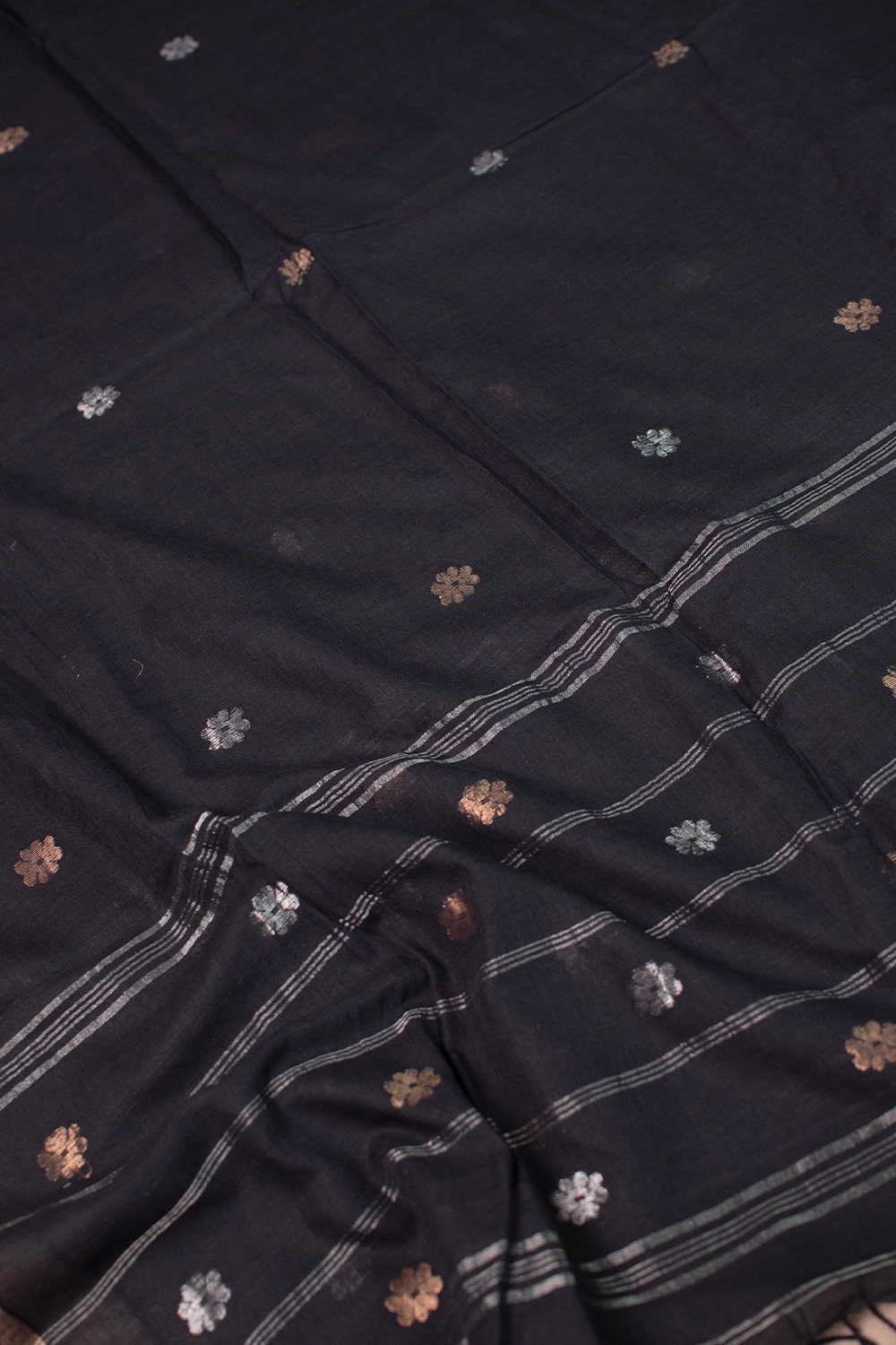Silver & Gold Zari Butti Jamdani Cotton Dupatta