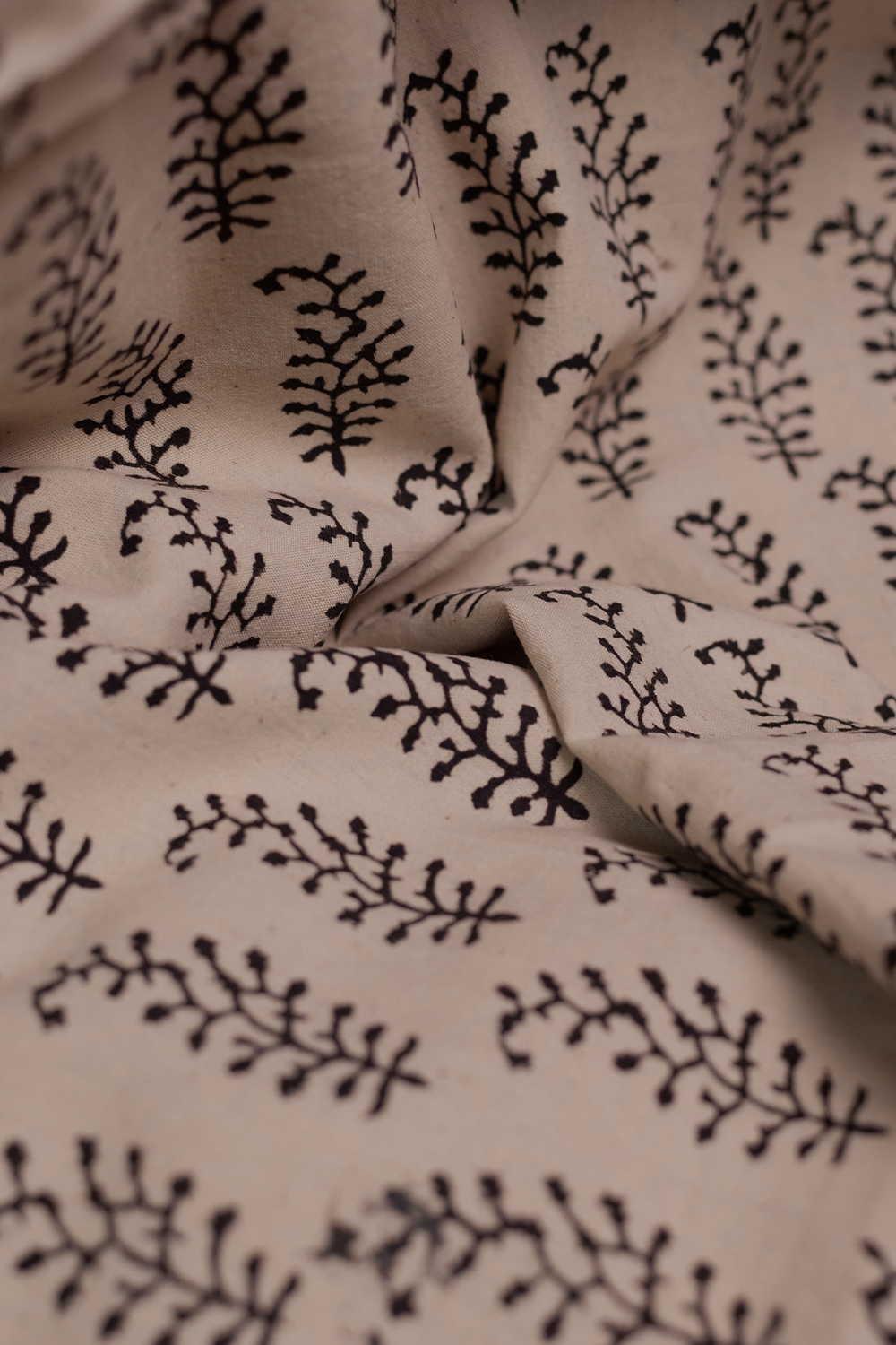 Cream with Motifs Ajrak Cotton Fabric - 1.4m