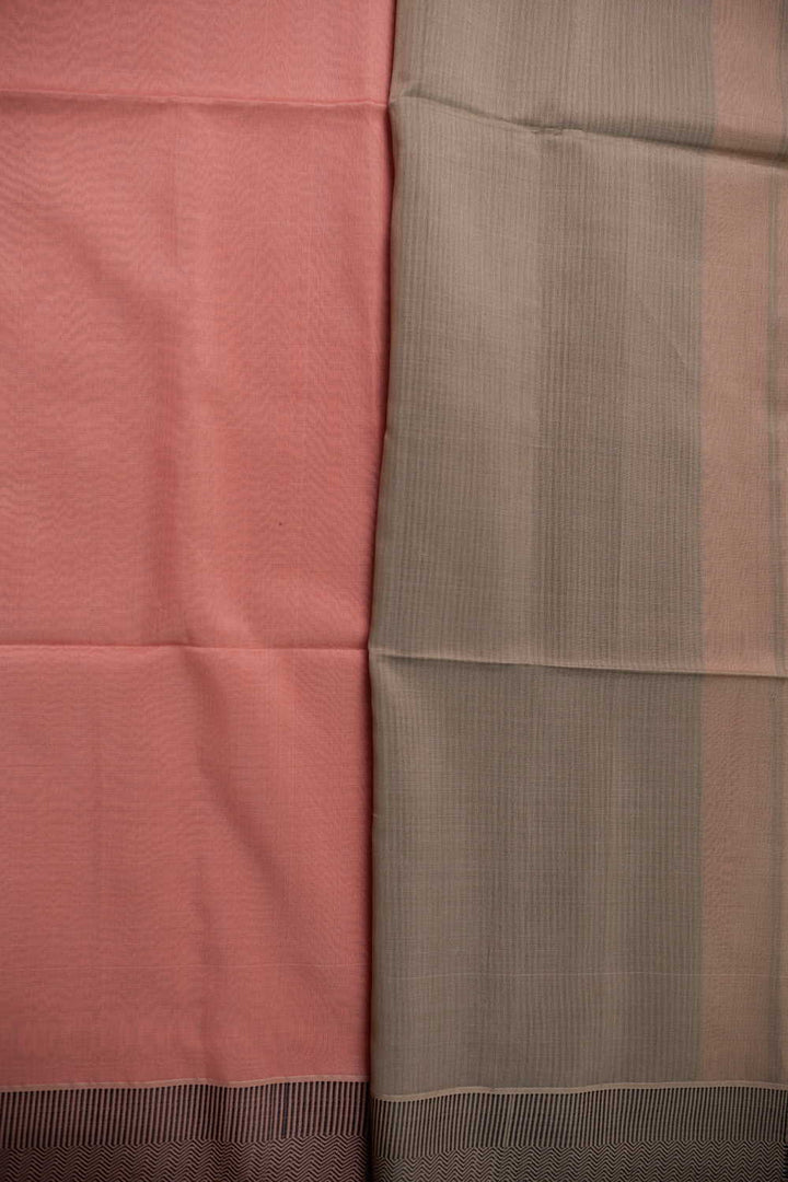 Peach with Thread Border Maheshwari Silk Cotton saree