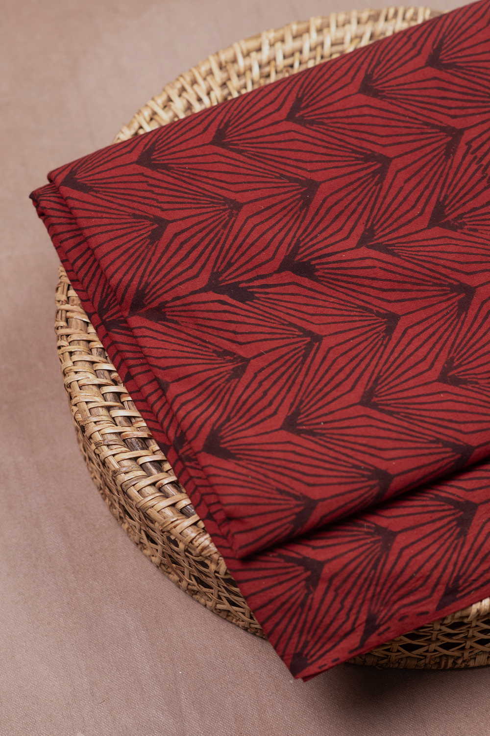 Intricate Pattern - Maroon Ajrak Cotton Fabric