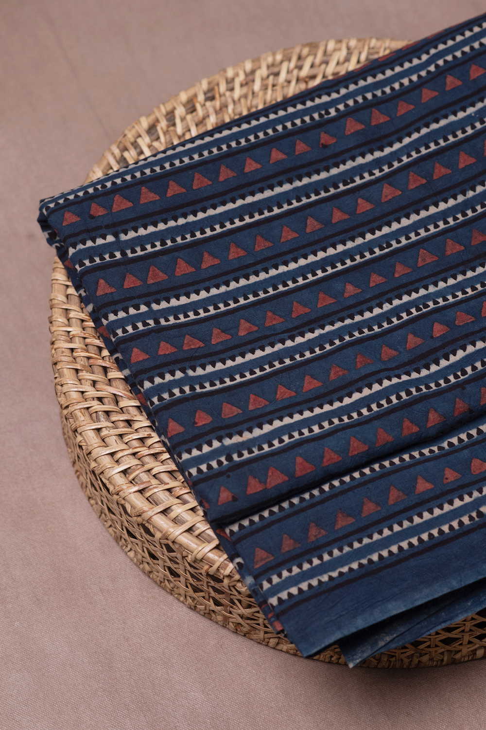 Indigo - Stripes Ajrak Cotton Fabric