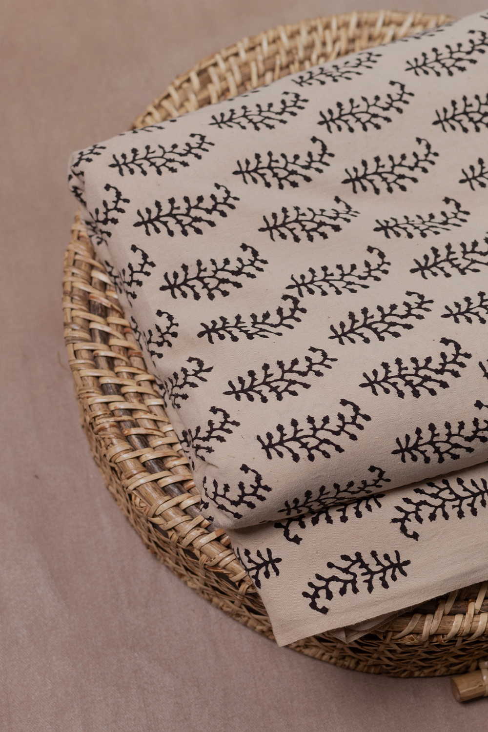 Cream with Motifs Ajrak Cotton Fabric - 1.4m