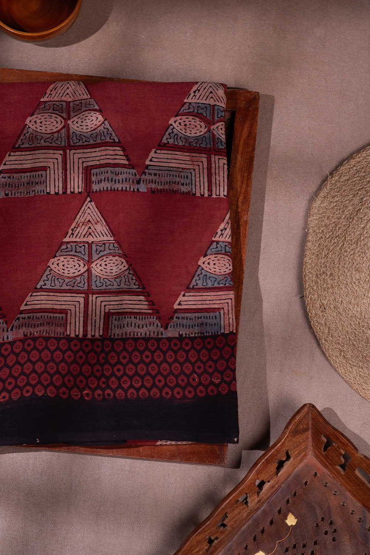 Ajrak Mul Cotton Saree - Matkatus 