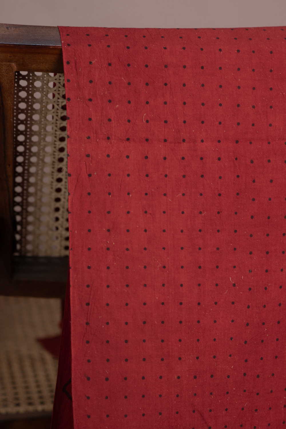 Dots on Maroon Ajrak Cotton Fabric