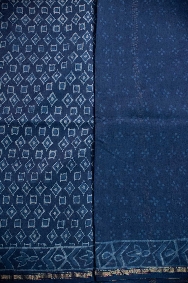 Block Printed Silk Cotton Saree - Matkatus 