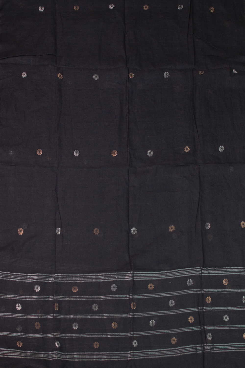 Zari Buttas - Black Jamdani Cotton Dupatta