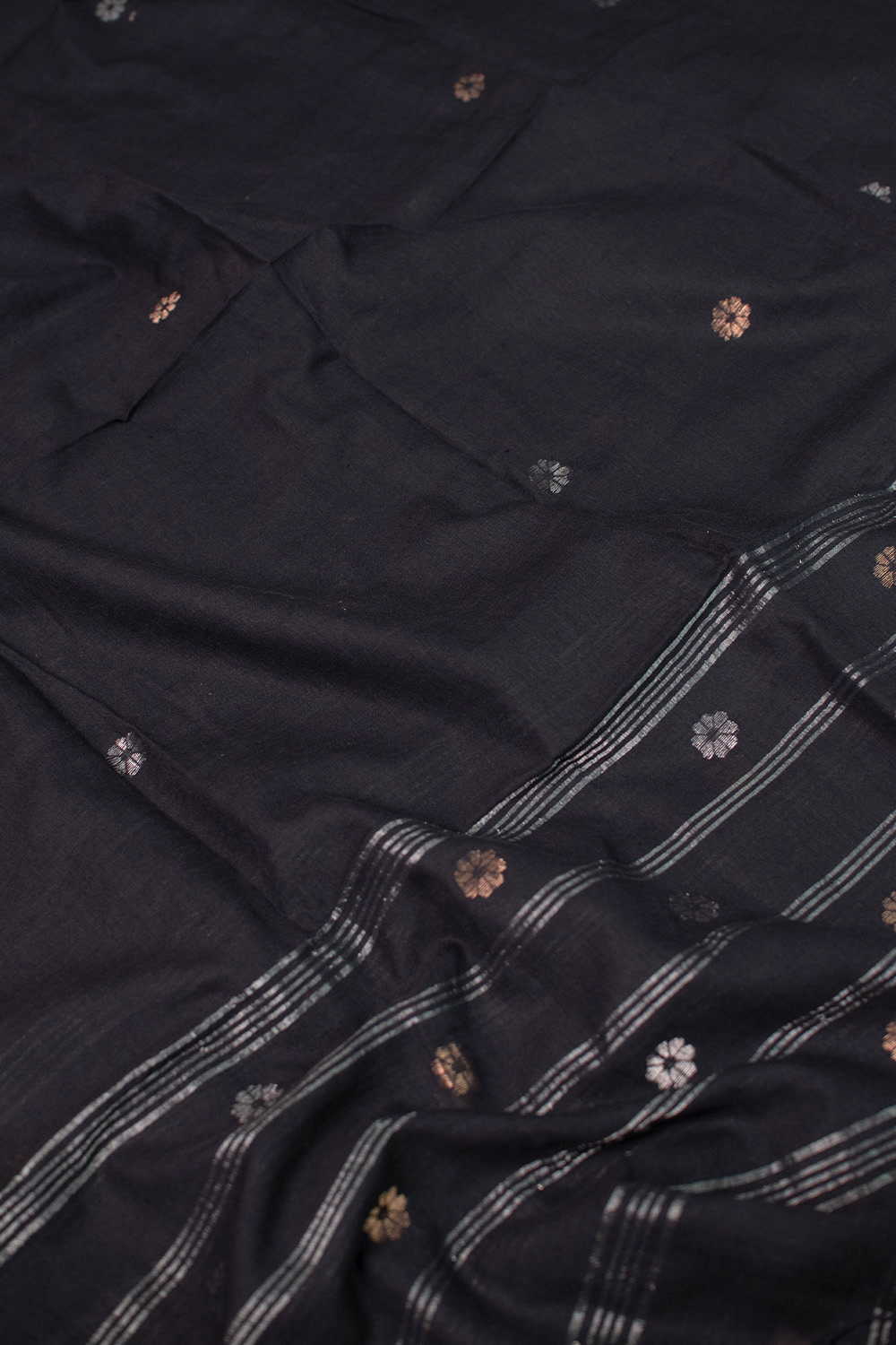 Zari Buttas - Black Jamdani Cotton Dupatta