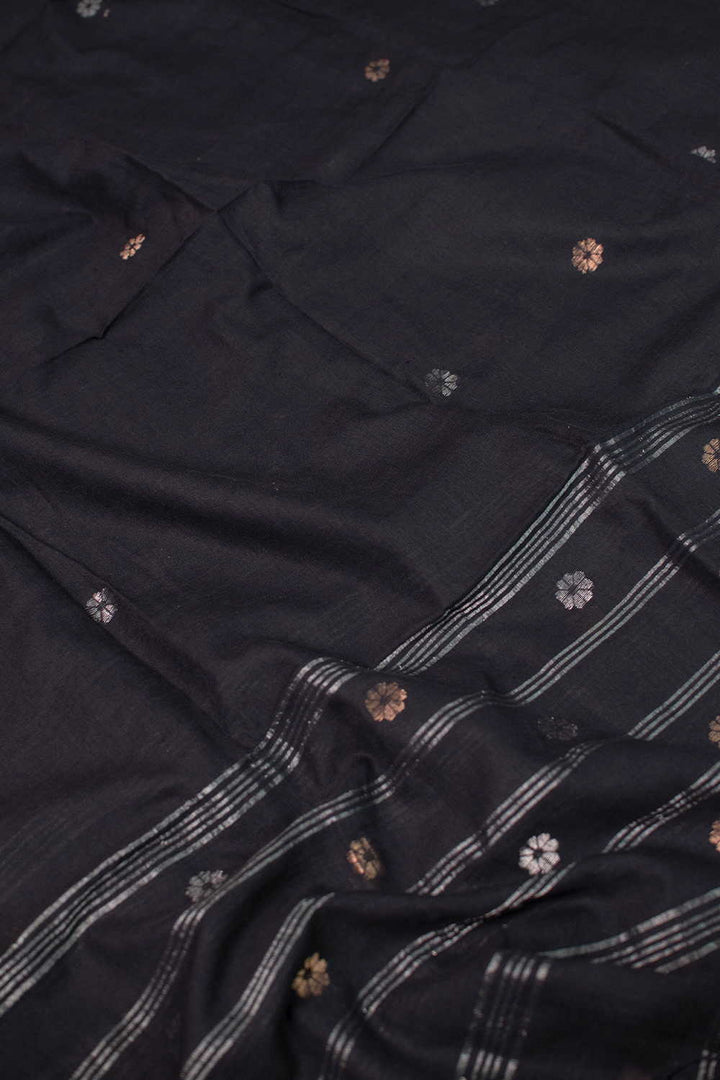 Zari Buttas - Black Jamdani Cotton Dupatta