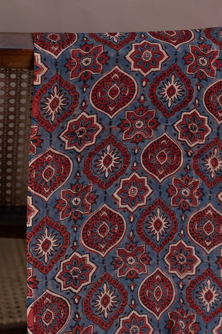 Maroon Pattern Ajrak Mul Cotton Fabric