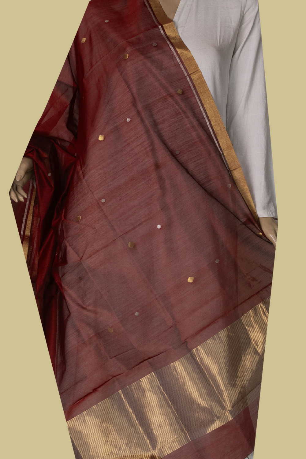 Chanderi Silk Cotton Dupatta - Matkatus 