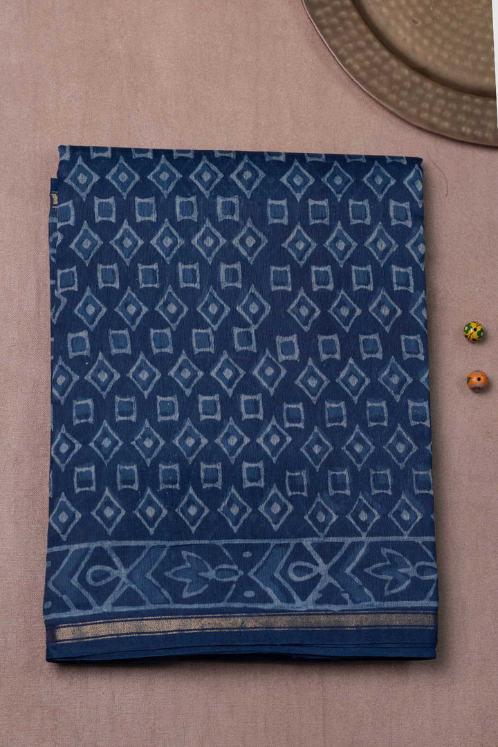 Block Printed Silk Cotton Saree - Matkatus 