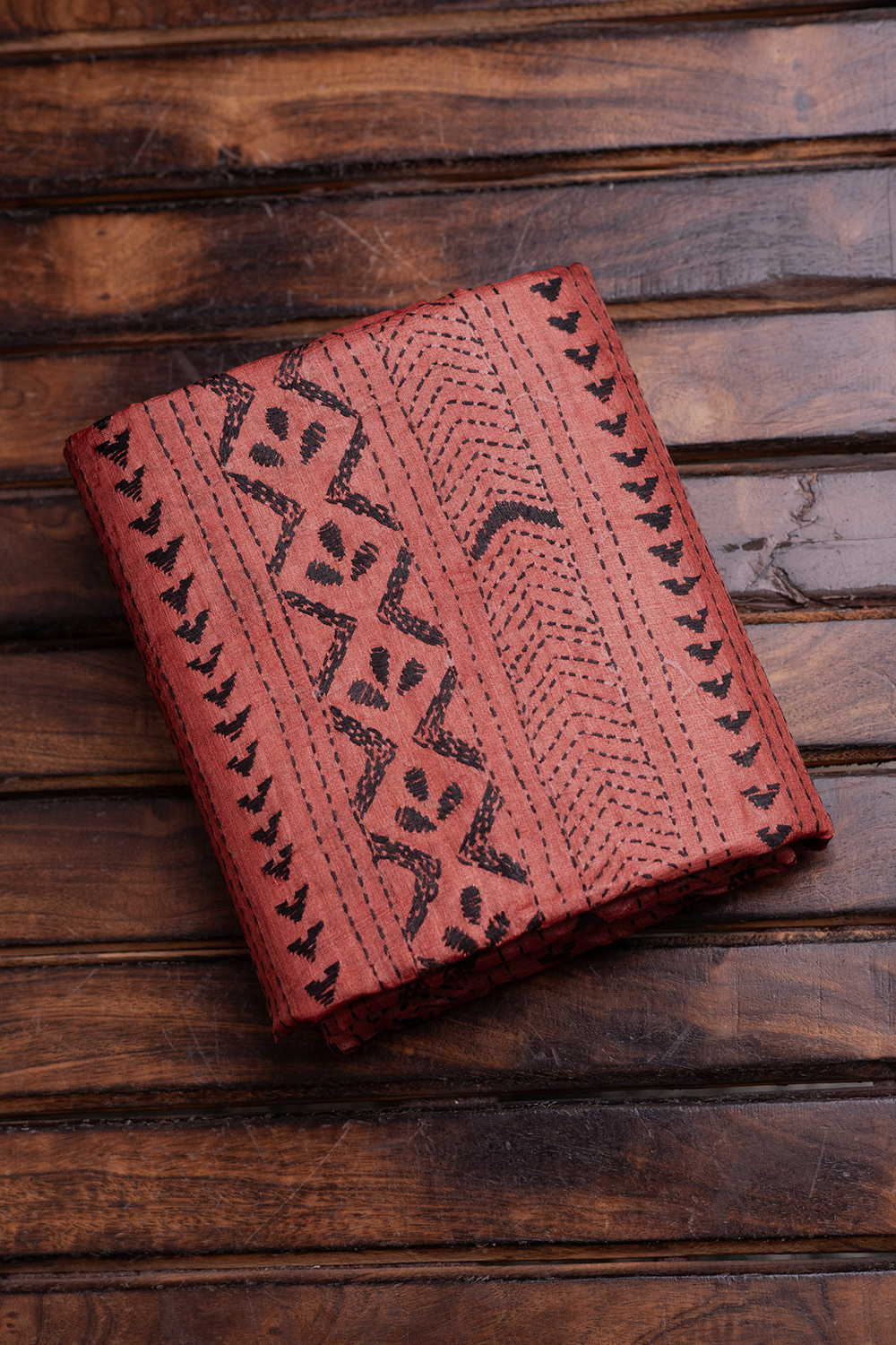 Burnt Maroon Kantha Tussar Silk Blouse