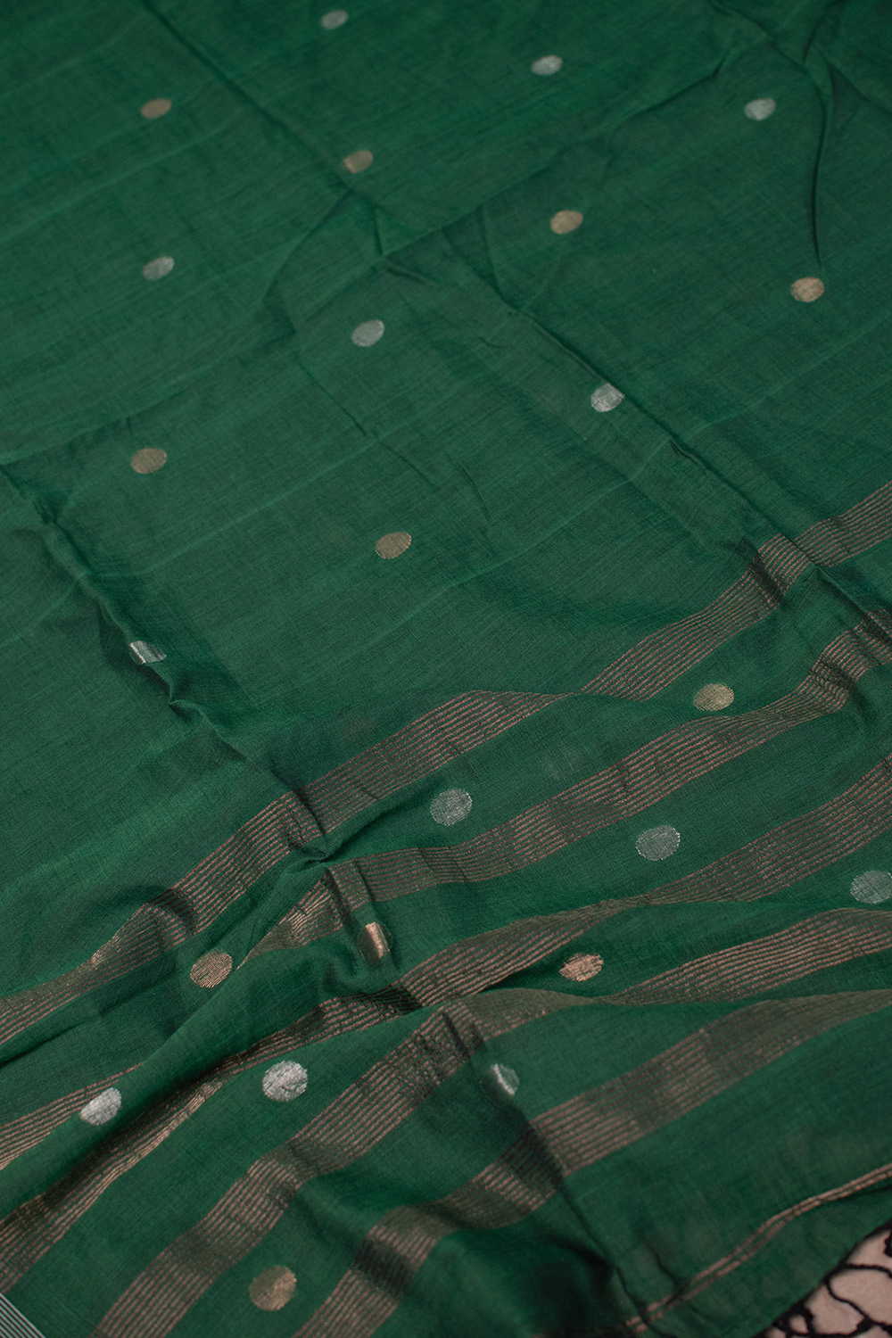 Bottle Green Jamdani Cotton Dupatta