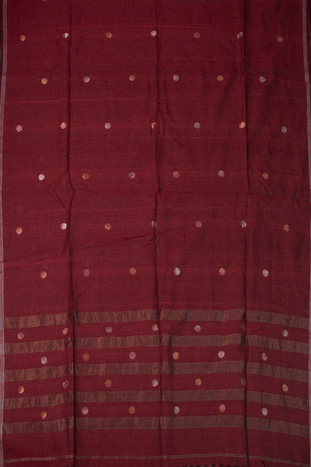 Zari Buttas on Maroon Jamdani Cotton Dupatta