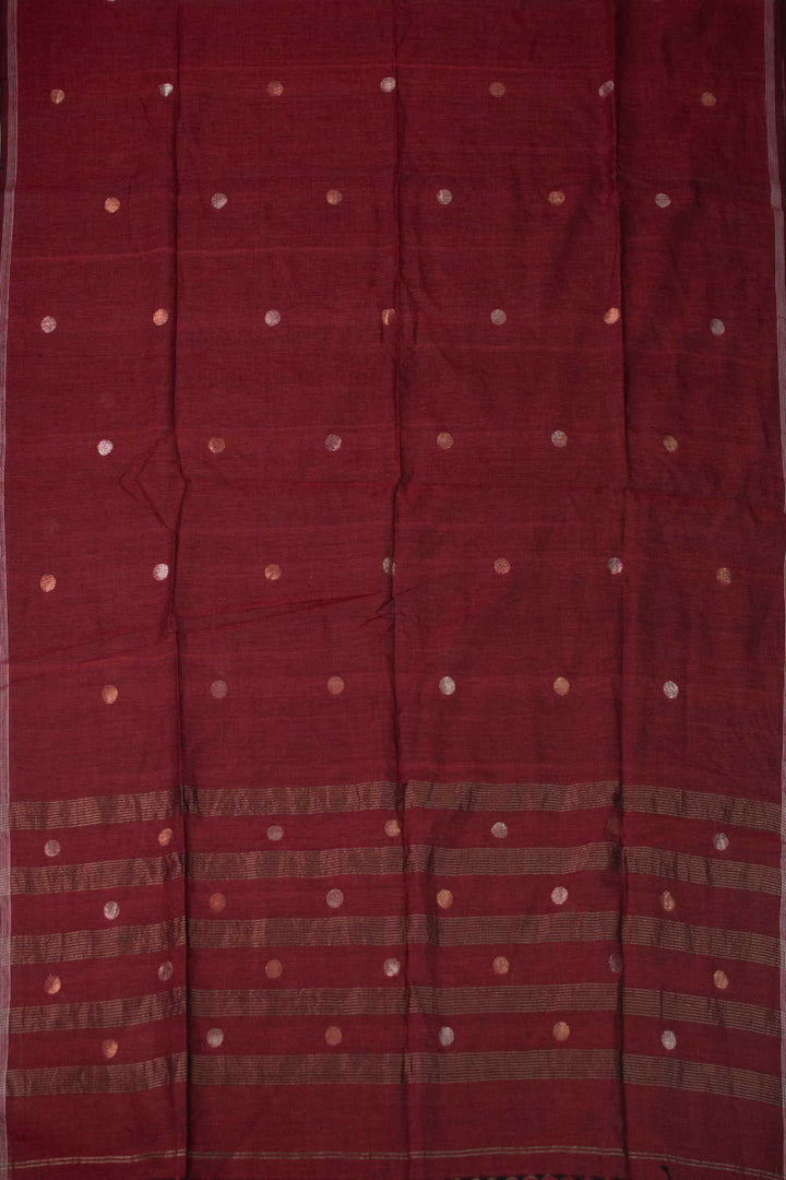 Zari Buttas on Maroon Jamdani Cotton Dupatta