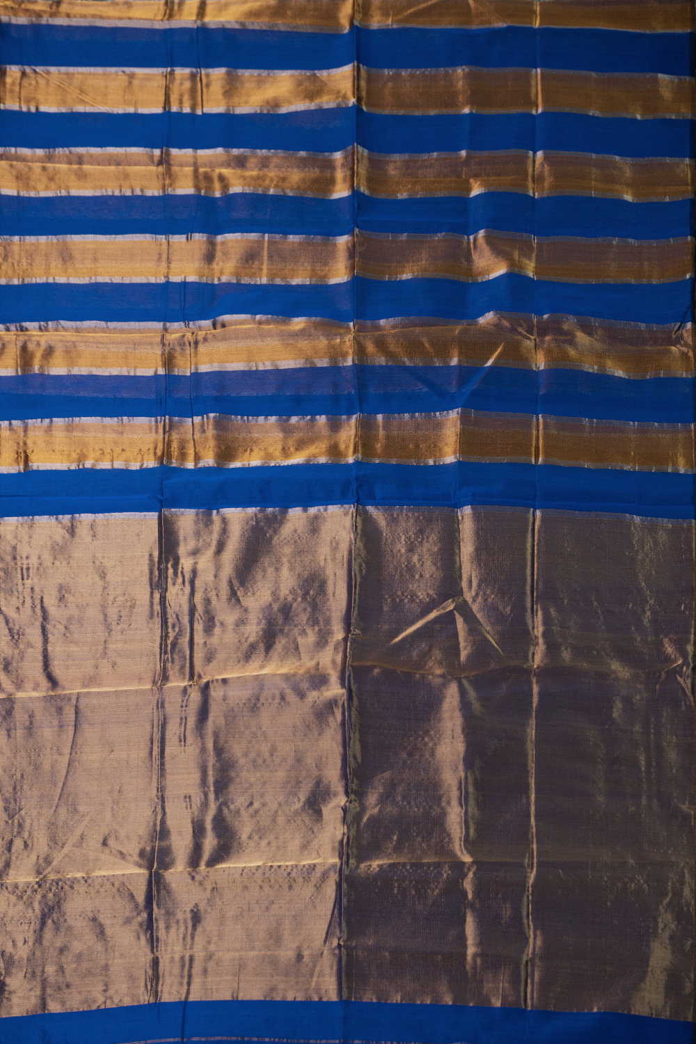 Royal Blue & Gold Maheshwari Silk Cotton saree