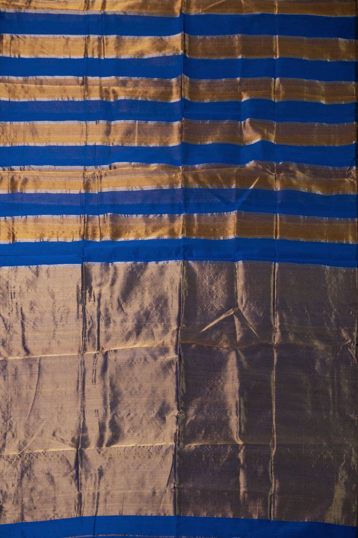 Royal Blue & Gold Maheshwari Silk Cotton saree