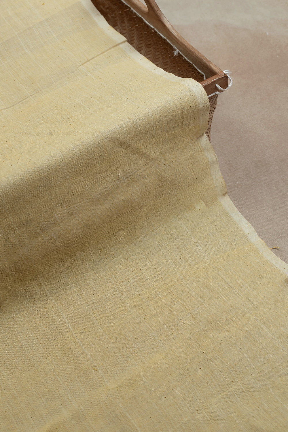 Light Yellow Handspun Handwoven Cotton Fabric