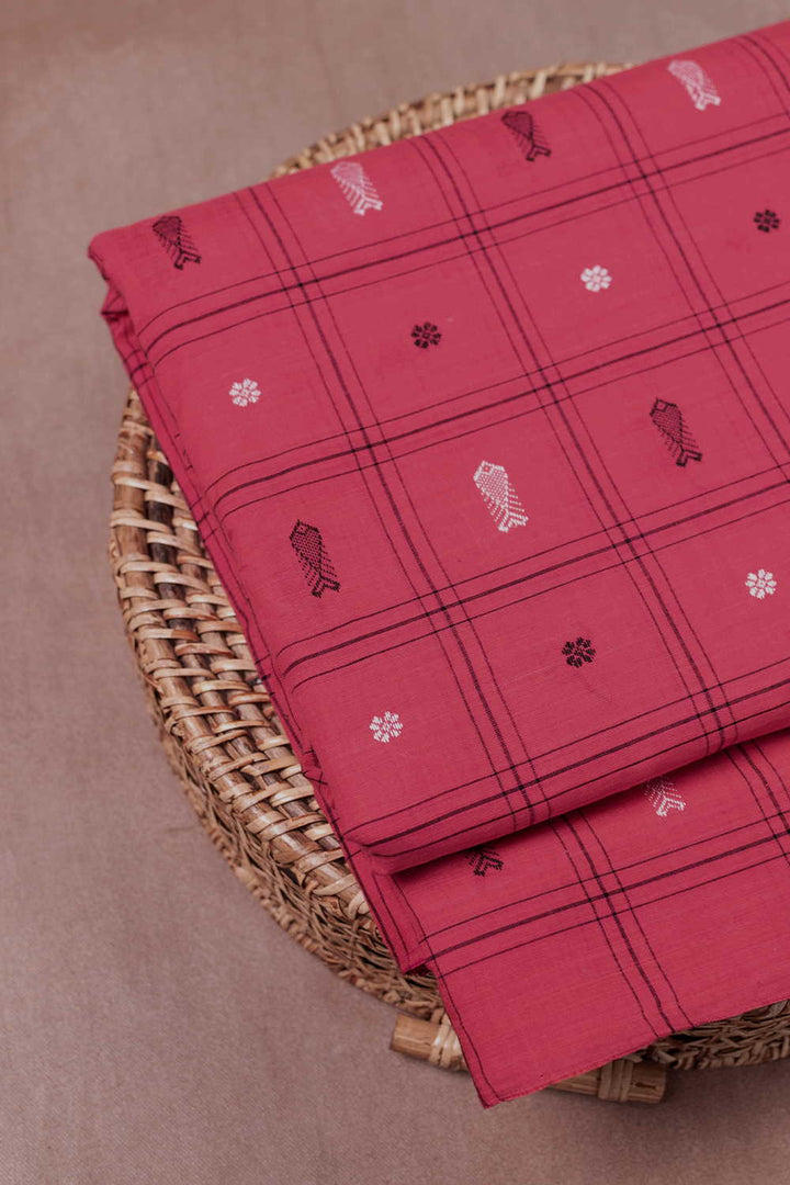 Butta on Pink Orissa Ikat Cotton Fabric