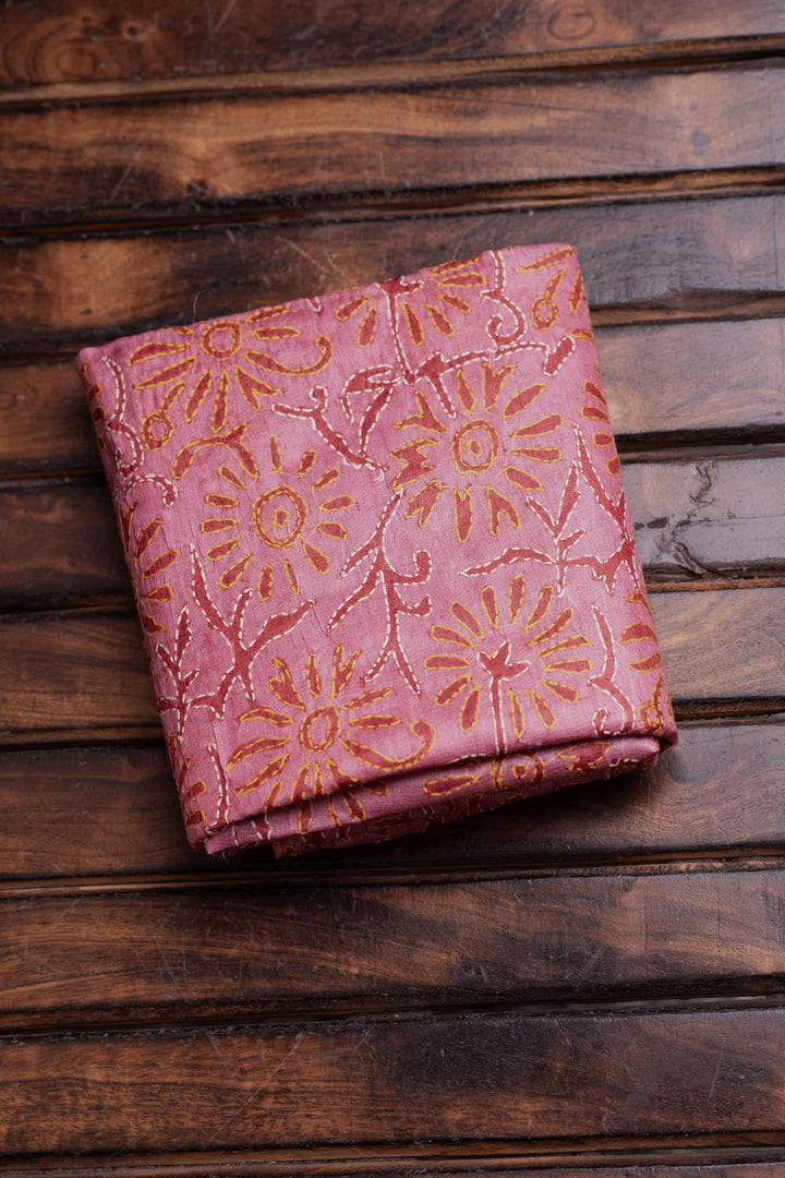 Salmon Pink Kantha Tussar Silk Blouse