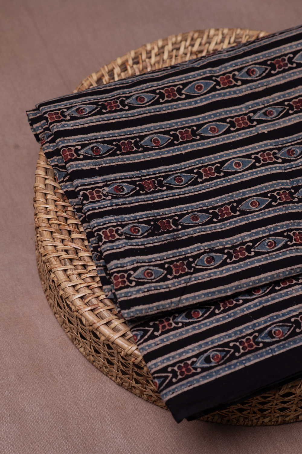 Black Ajrak Cotton Fabric