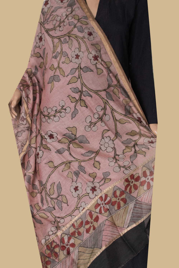 Painted Kalamkari Dupatta - Matkatus