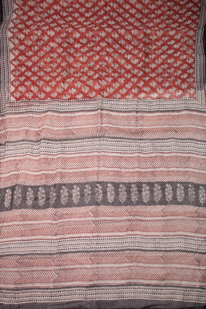 Block Printed Cotton Saree - Matkatus 